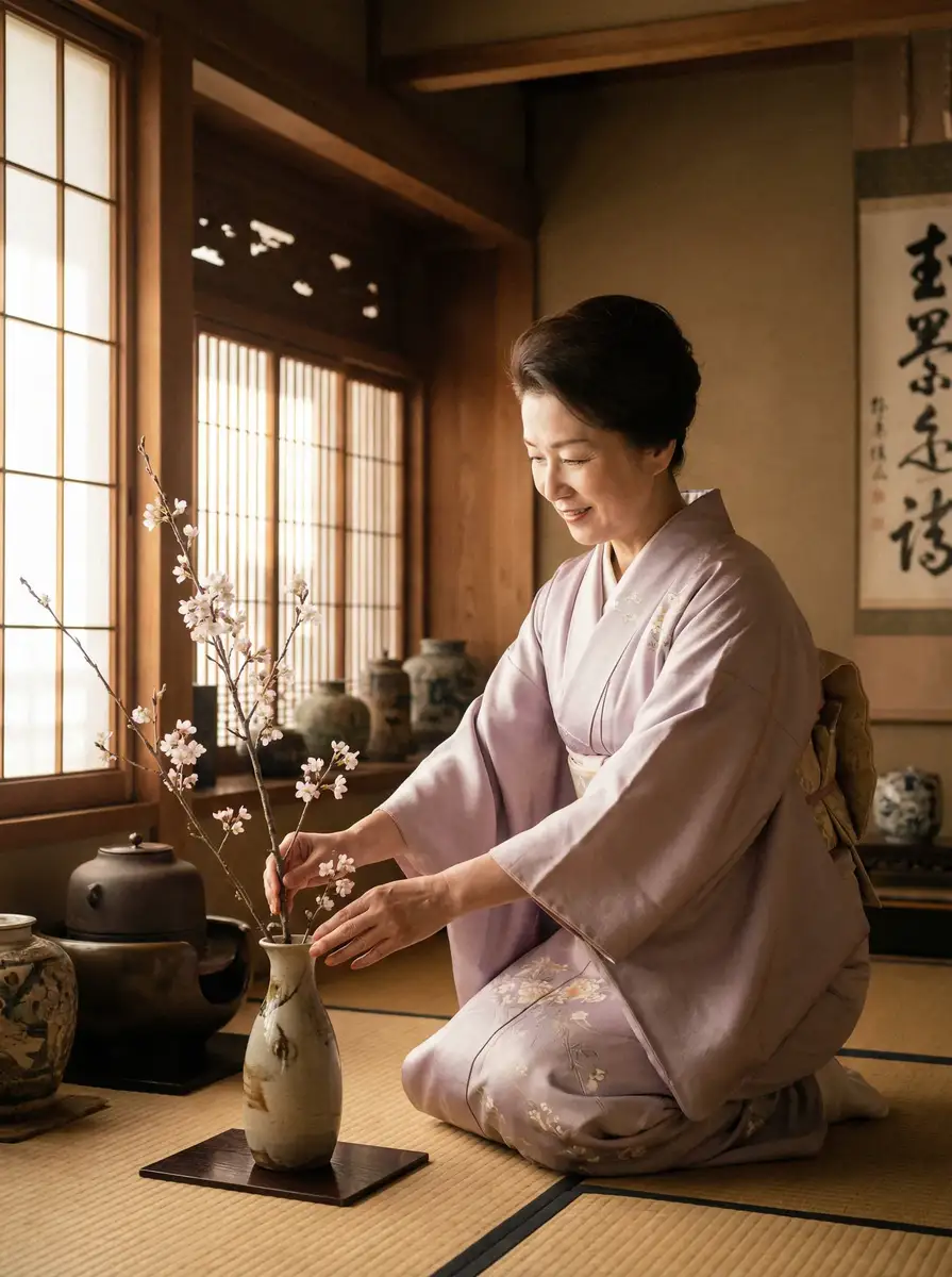 一位优雅的 《纯情小泉》- 纯情小泉影视免费观看~热点黑料纯情小泉 在和室中插花