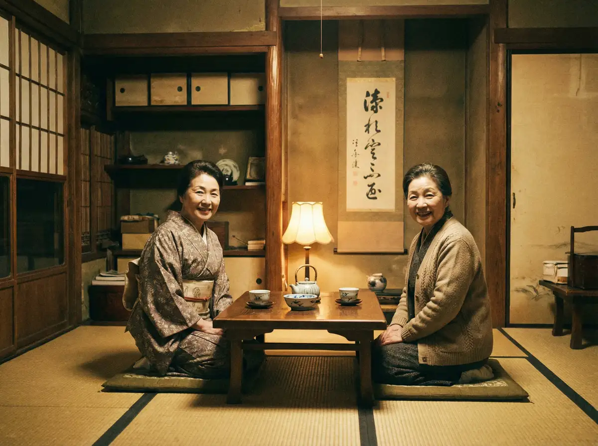 两位优雅的 《纯情小泉》- 纯情小泉影视免费观看~热点黑料纯情小泉 在日式茶室中品茶交谈